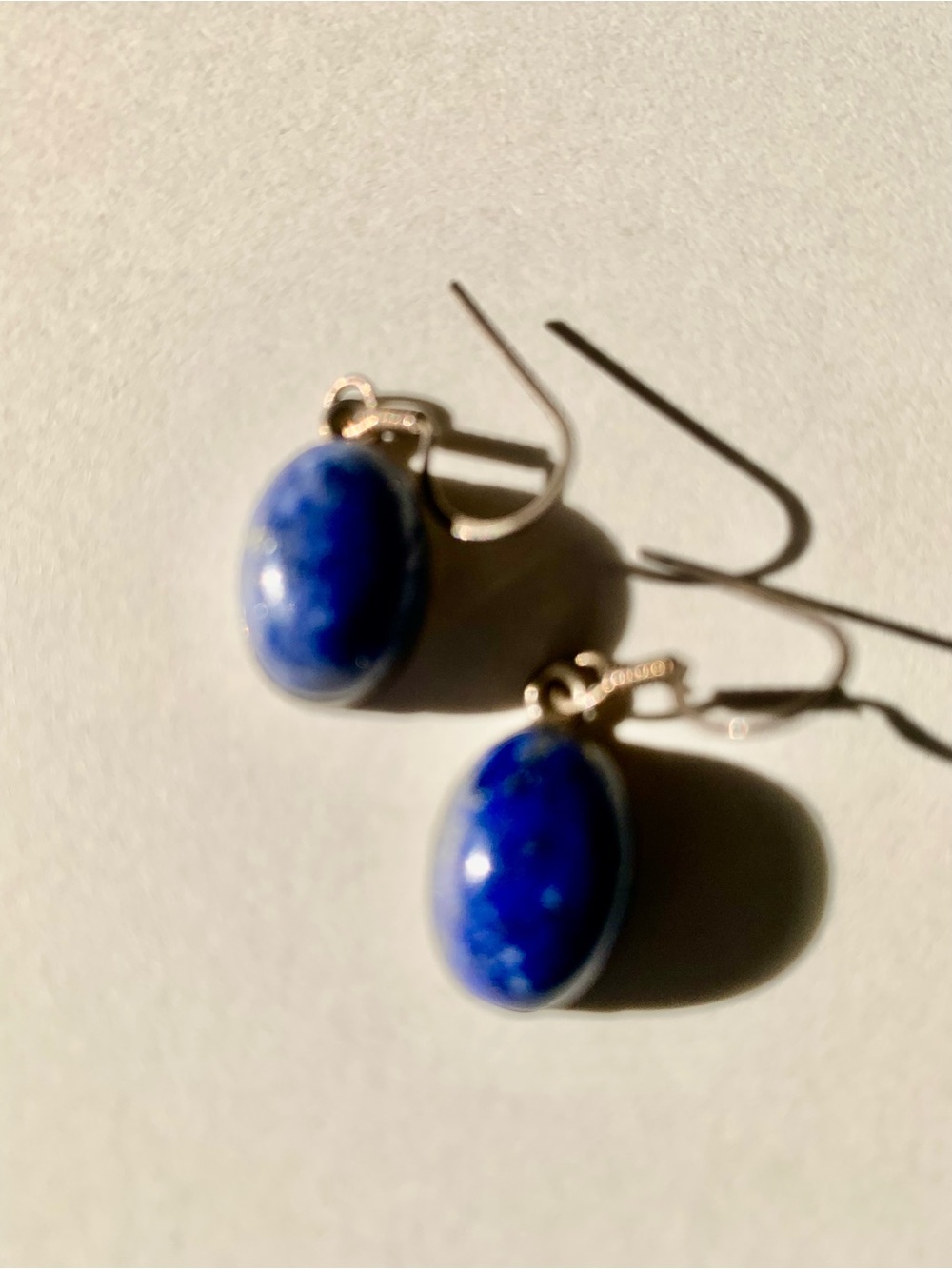 Blue Oval Stone Drop Earrings - Women Jewelry